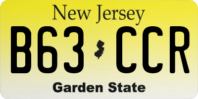 NJ license plate B63CCR
