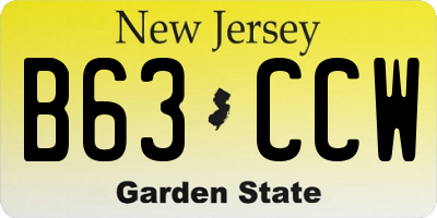 NJ license plate B63CCW