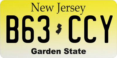 NJ license plate B63CCY