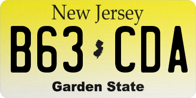 NJ license plate B63CDA