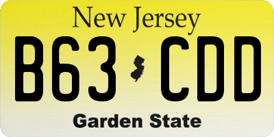 NJ license plate B63CDD