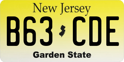 NJ license plate B63CDE