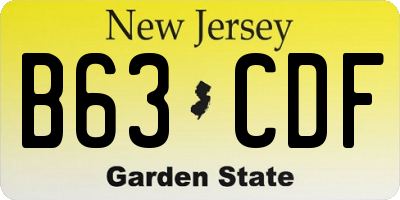 NJ license plate B63CDF