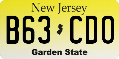 NJ license plate B63CDO