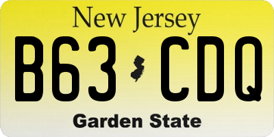NJ license plate B63CDQ