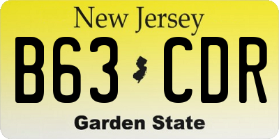 NJ license plate B63CDR