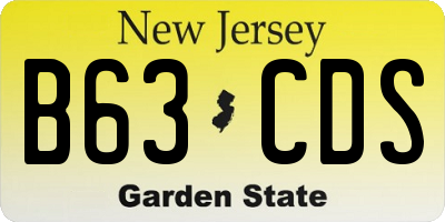 NJ license plate B63CDS