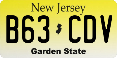 NJ license plate B63CDV