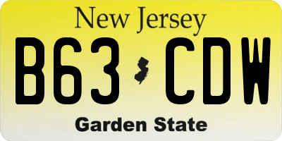 NJ license plate B63CDW