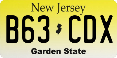 NJ license plate B63CDX