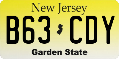 NJ license plate B63CDY