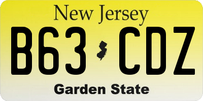 NJ license plate B63CDZ