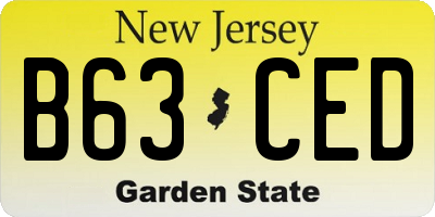 NJ license plate B63CED
