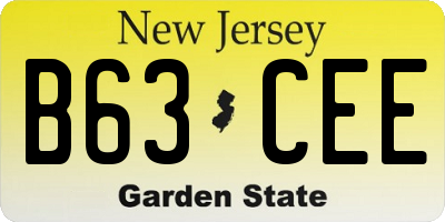 NJ license plate B63CEE