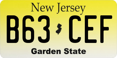 NJ license plate B63CEF