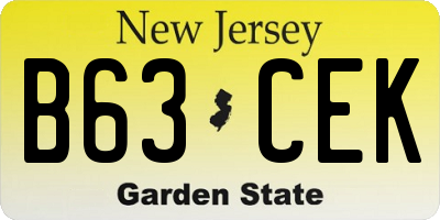 NJ license plate B63CEK