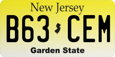 NJ license plate B63CEM
