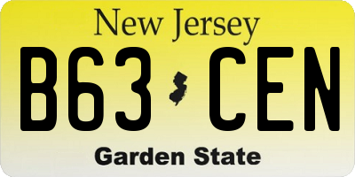 NJ license plate B63CEN