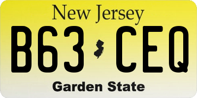 NJ license plate B63CEQ