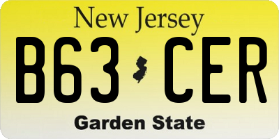 NJ license plate B63CER
