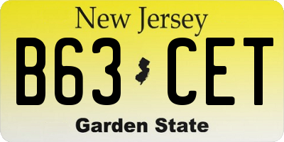 NJ license plate B63CET