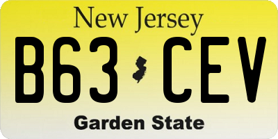 NJ license plate B63CEV