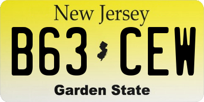 NJ license plate B63CEW