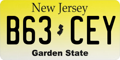 NJ license plate B63CEY