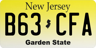NJ license plate B63CFA