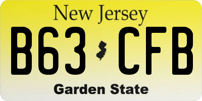 NJ license plate B63CFB