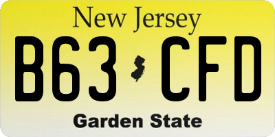 NJ license plate B63CFD