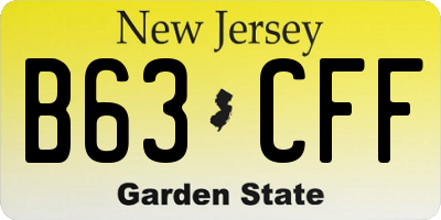 NJ license plate B63CFF