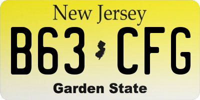 NJ license plate B63CFG