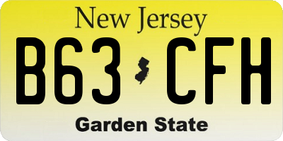 NJ license plate B63CFH