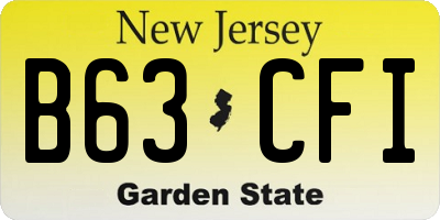 NJ license plate B63CFI