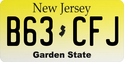 NJ license plate B63CFJ