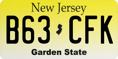 NJ license plate B63CFK