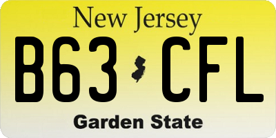 NJ license plate B63CFL