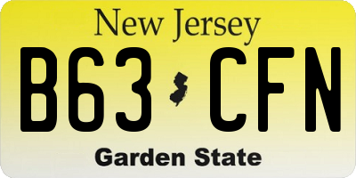 NJ license plate B63CFN