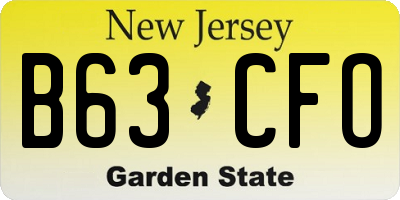 NJ license plate B63CFO