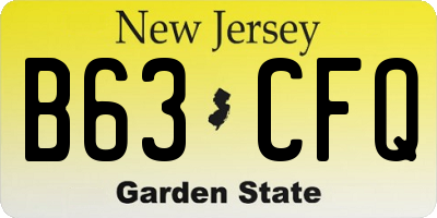 NJ license plate B63CFQ