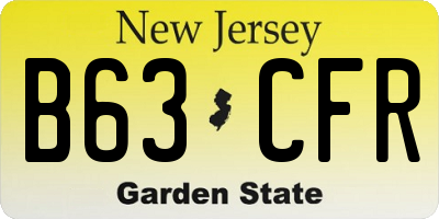 NJ license plate B63CFR