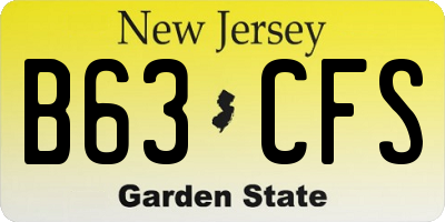 NJ license plate B63CFS
