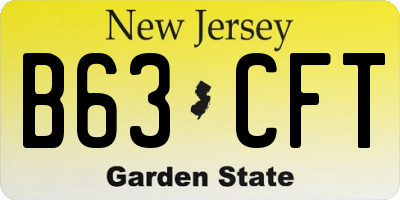 NJ license plate B63CFT
