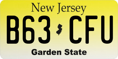 NJ license plate B63CFU