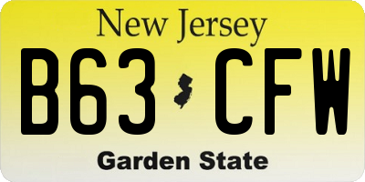 NJ license plate B63CFW