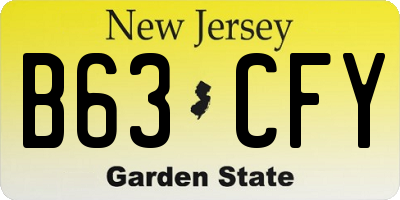 NJ license plate B63CFY