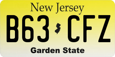 NJ license plate B63CFZ