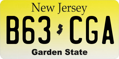 NJ license plate B63CGA