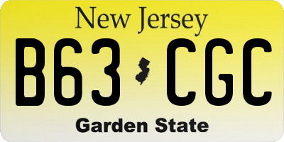 NJ license plate B63CGC